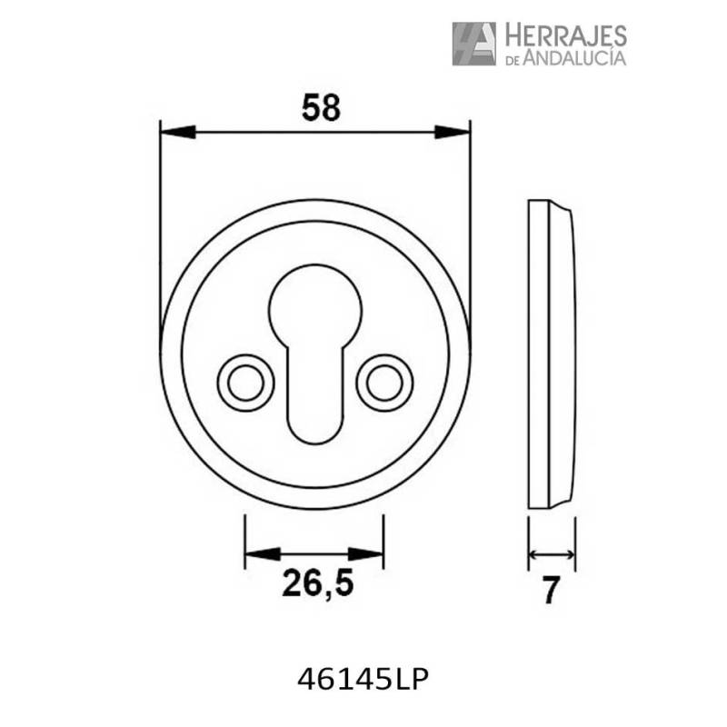 Bocallave escudo TESA 461/45 latón pulido | Herrajes de Andalucía