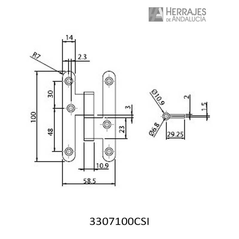 Pernio 3307 100 mm cuero satinado izquierda | Herrajes de Andalucía