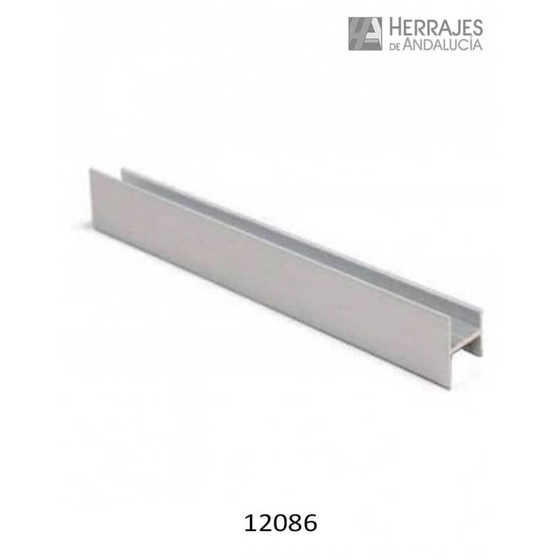 Perfil H aluminio 3m acabado plata-Herrajes de Andalucía