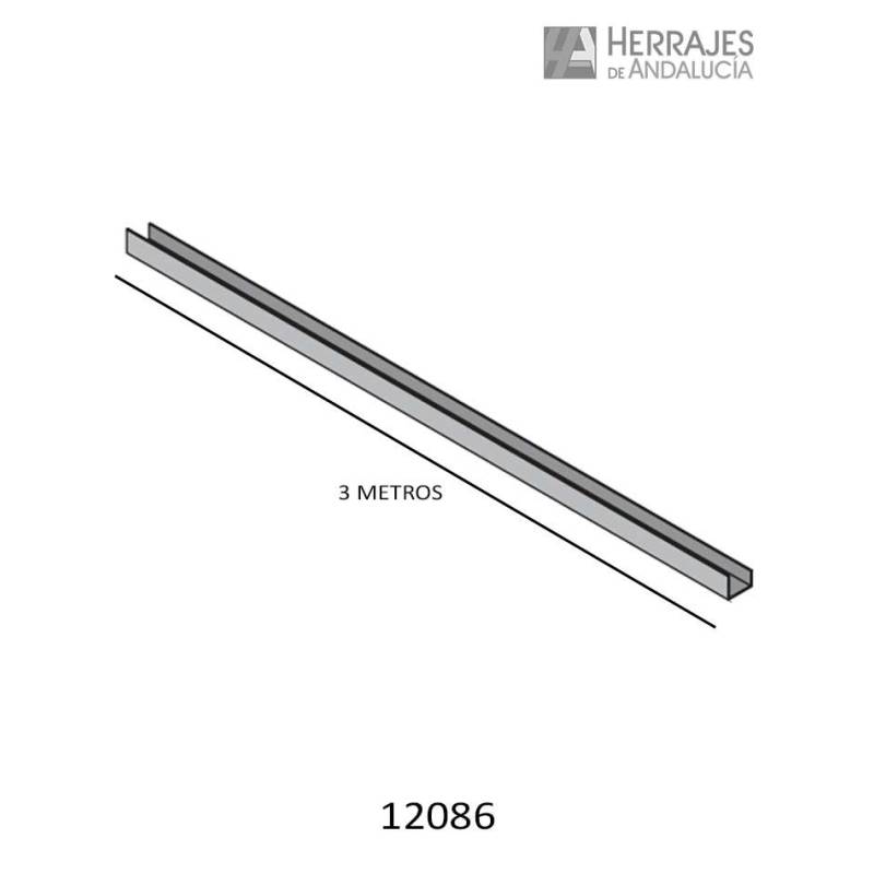 Perfil H aluminio 3m acabado plata-Herrajes de Andalucía
