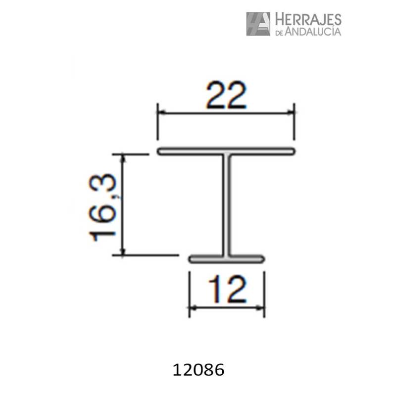 Perfil H aluminio 3m acabado plata-Herrajes de Andalucía
