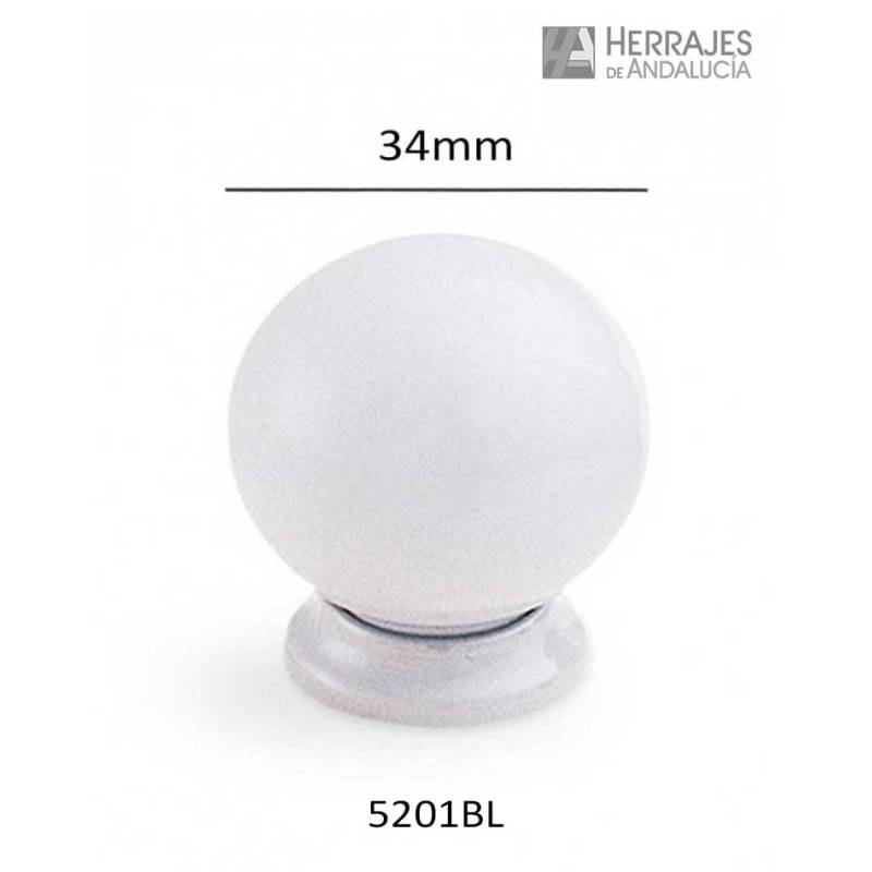 Pomo esfera Polidur Ø34 blanco | Herrajes de Andalucía