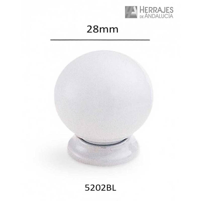 Pomo esfera Polidur Ø28 blanco | Herrajes de Andalucía