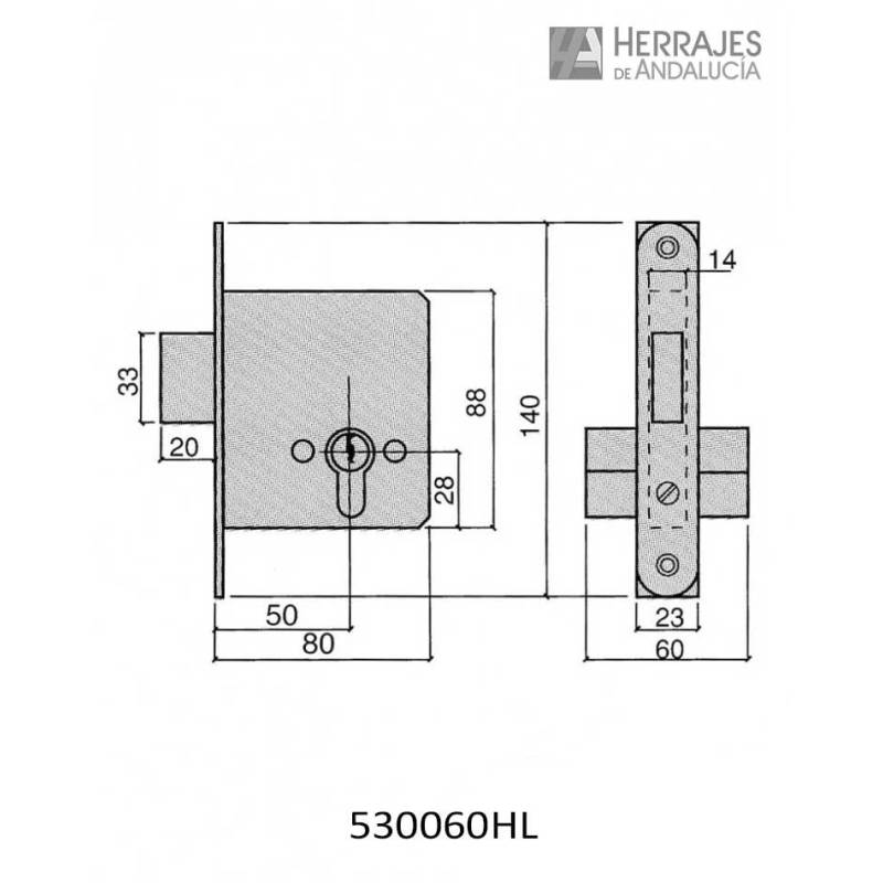 Cerradura HL 5300/60 Ucem-Herrajes de Andalucía