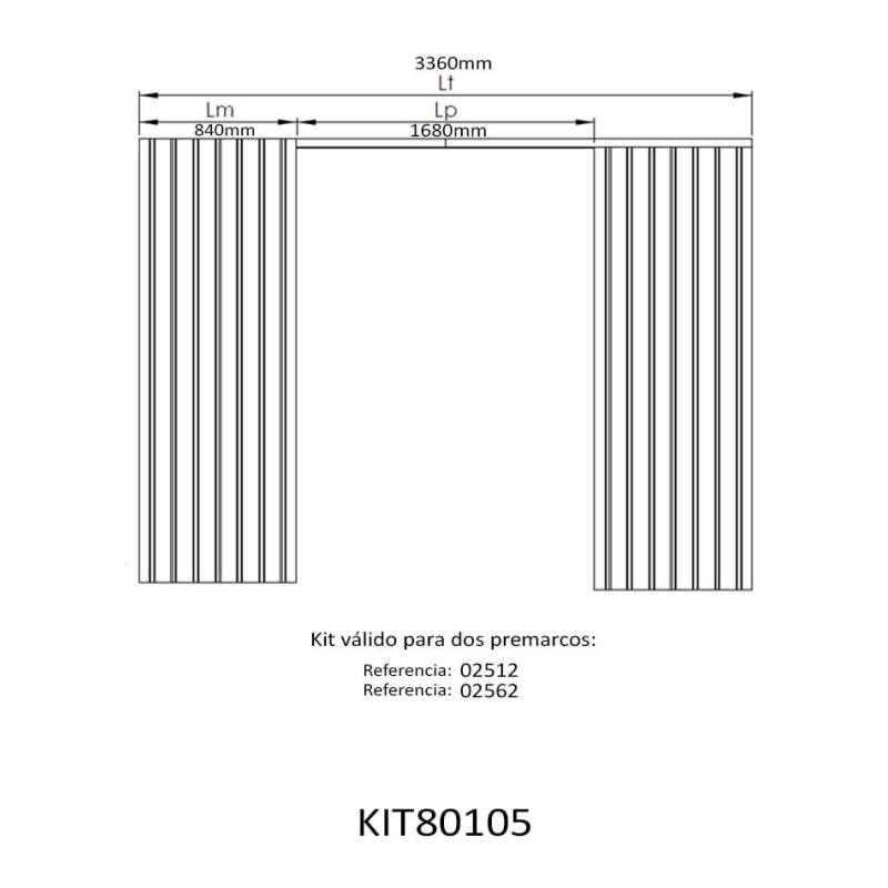 Kit unión premarco yeso / revocado dobles 80x80x105cm | Herrajes de Andalucía
