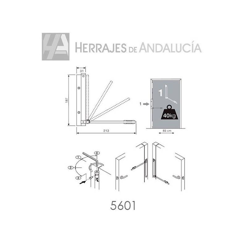 Bisagra Muelle Regulable Plata | Herrajes de Andalucía