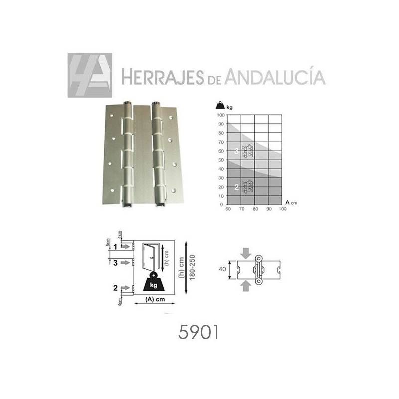 Bisagra doble acción autocierre plata | Herrajes de Andalucía