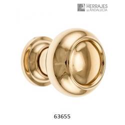 Pomo Puerta redondo Ø70 latonado pulido | Herrajes de Andalucía