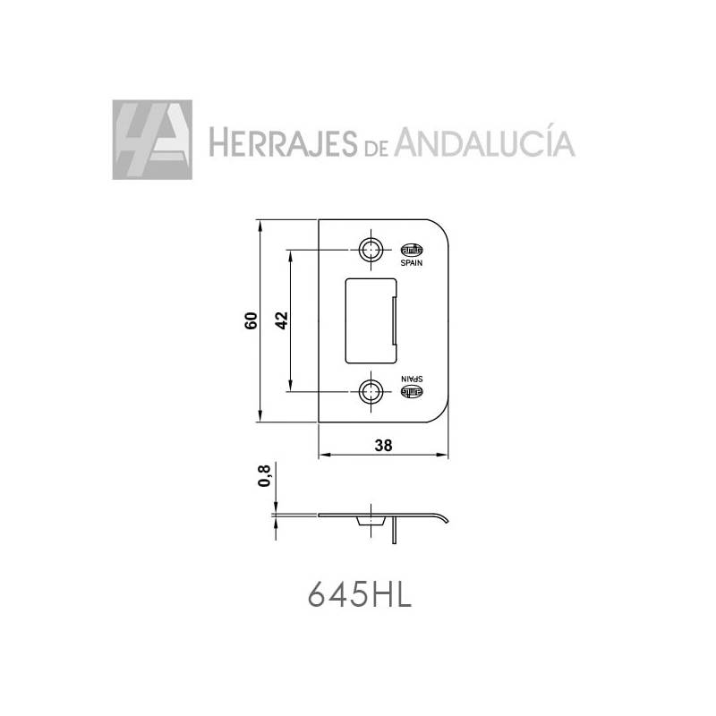 Picaporte embutir interior-Herrajes de Andalucía