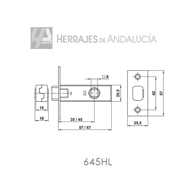 Picaporte embutir interior-Herrajes de Andalucía