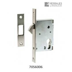 Cerradura gancho para puerta corredera en 60mm en níquel.