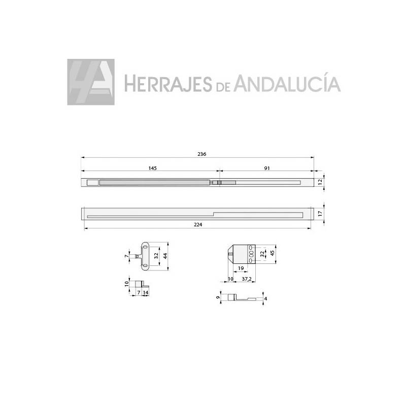 Amortiguador Cajón 500 mm Soft Close 25kg | Herrajes de Andalucía