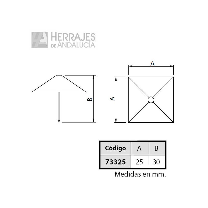 Clavo decorativo piramidal 25x30mm-Herrajes de Andalucía