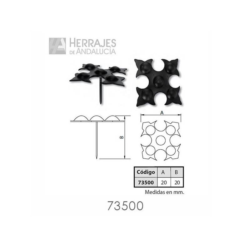 Clavo forja negra Cruz Florenzada 20 mm | Herrajes de Andalucía