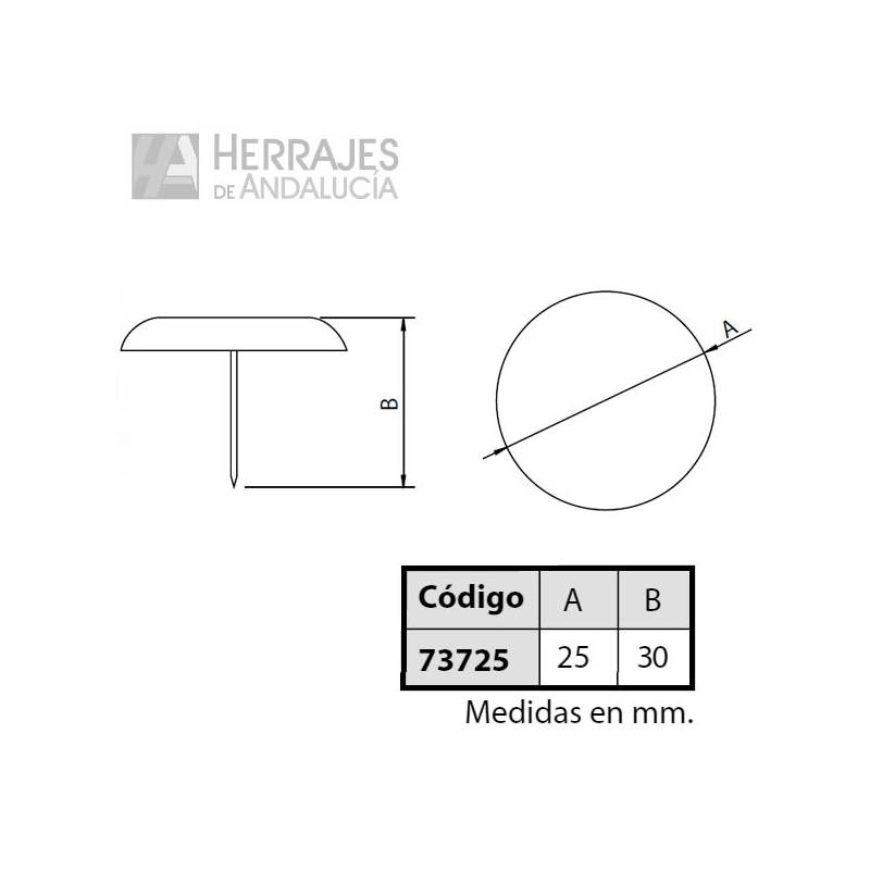 Clavo redondo negro 25 mm para tapicería y carpintería-Herrajes de Andalucía