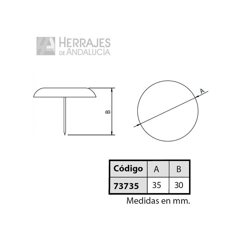 Clavos decorativos redondo negro Ø35mm-Herrajes de Andalucía