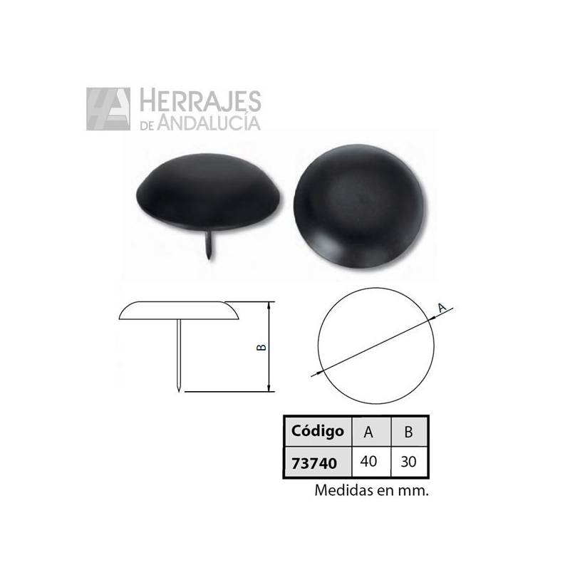 Clavo decorativo redondo 40mm negro-Herrajes de Andalucía