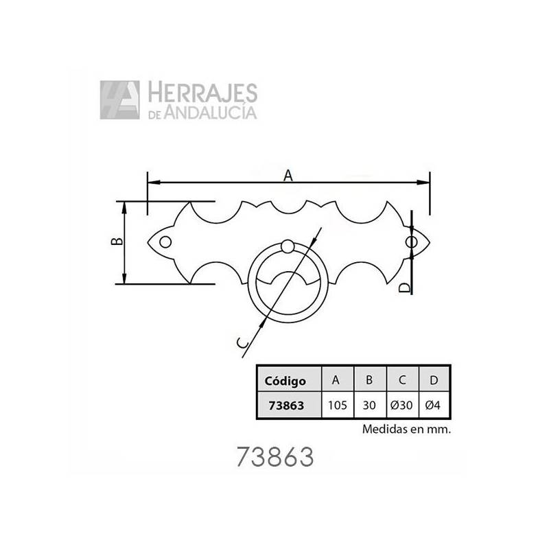 Tirador Castellano Forja Negra 105xØ30mm – Herrajes de Andalucía