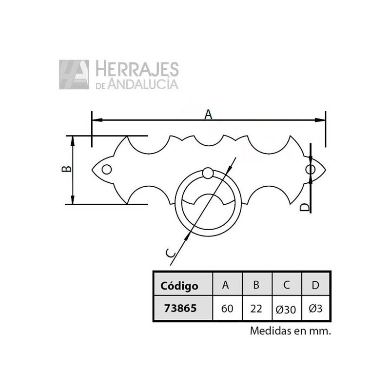 Tirador Castellano Forja Negra 60xØ22mm – Herrajes de Andalucía