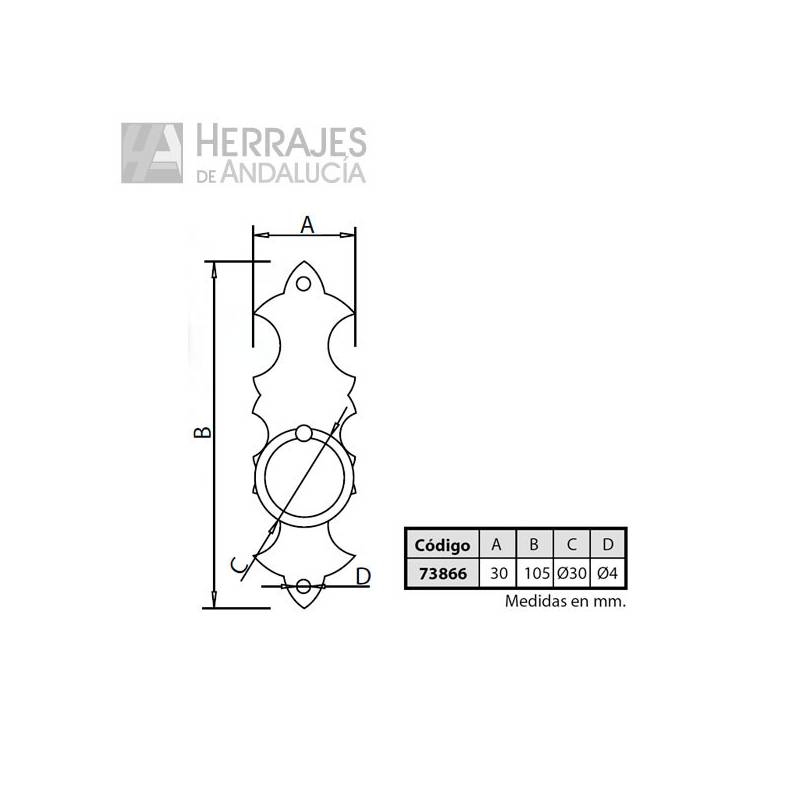 Tirador Castellano Forja Negra 105xØ30mm – Herrajes de Andalucía