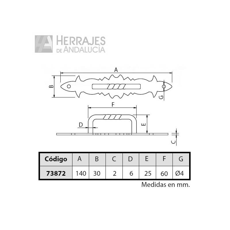 Tirador castellano negro 140×30 mm | Herrajes de Andalucía