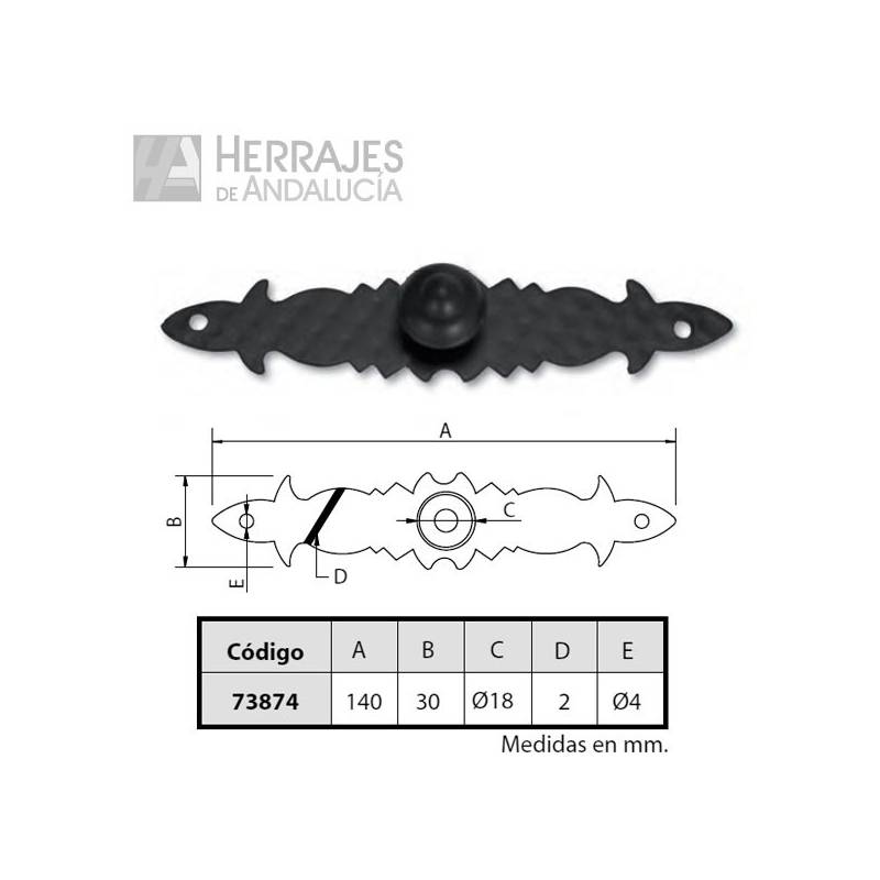 Tirador Castellano Pomo Forja Negra 140xØ30mm – Herrajes de Andalucía