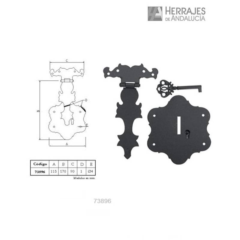 Cerradura Castellana Forja Negra 115x170mm – Herrajes de Andalucía