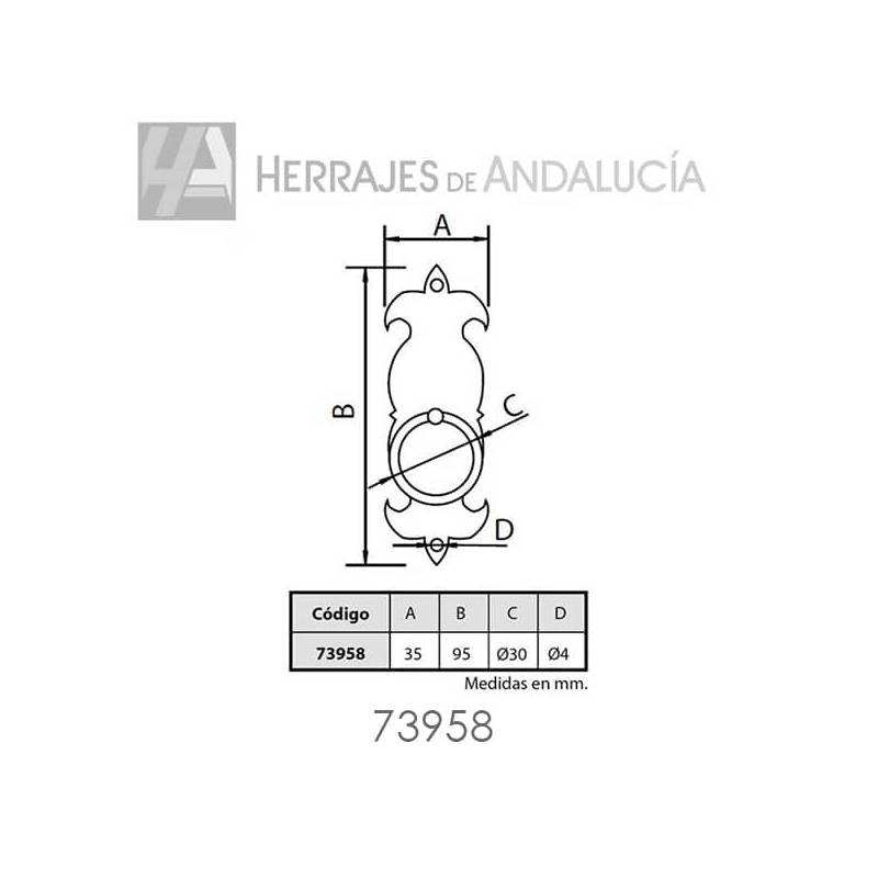Tirador Castellano Forja Negra 95xØ35mm – Herrajes de Andalucía
