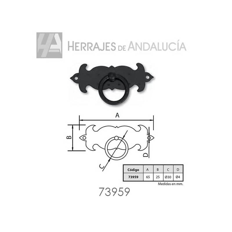 Tirador Castellano Forja Negra 65xØ30mm – Herrajes de Andalucía