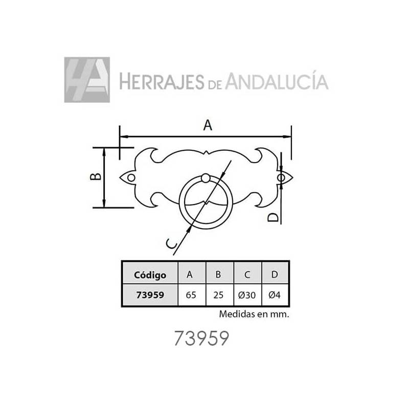 Tirador Castellano Forja Negra 65xØ30mm – Herrajes de Andalucía