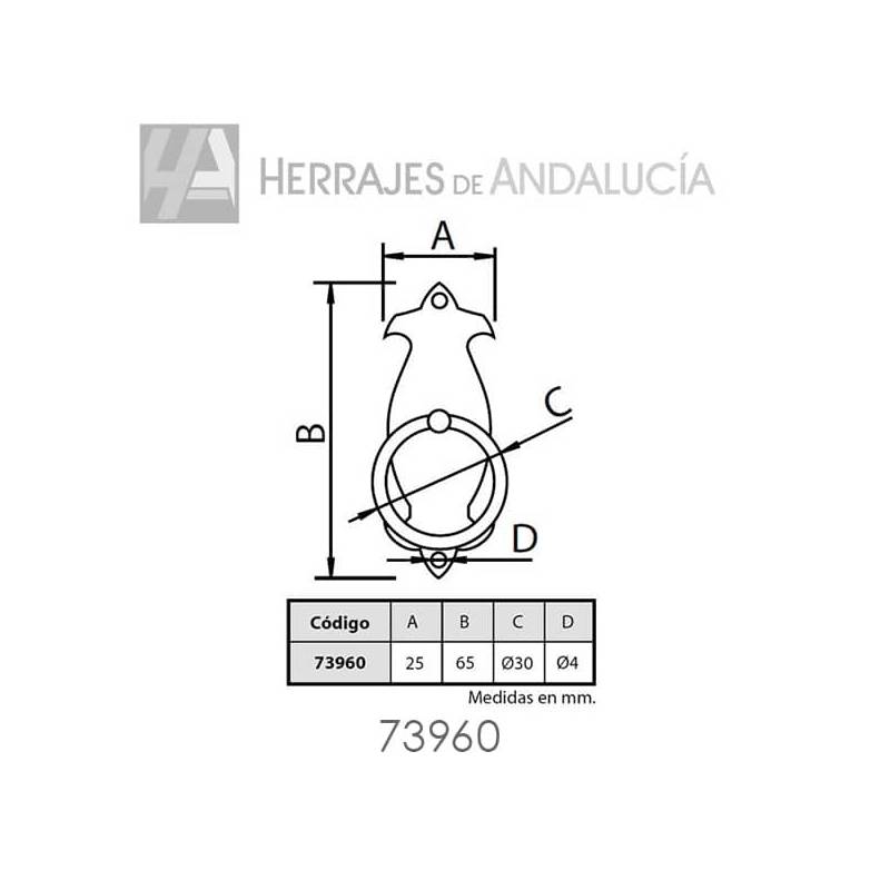 Tirador Castellano Forja Negra 65xØ25mm – Herrajes de Andalucía