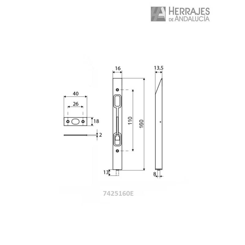 Pasador Embutir Cuero 401 de 160mm | Herrajes de Andalucía