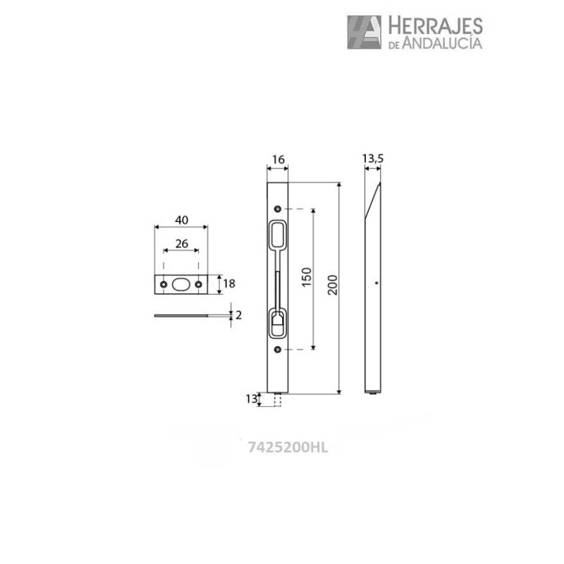 Pasador Embutir Hierro Latonado 401 - 200mm | Herrajes de Andalucía
