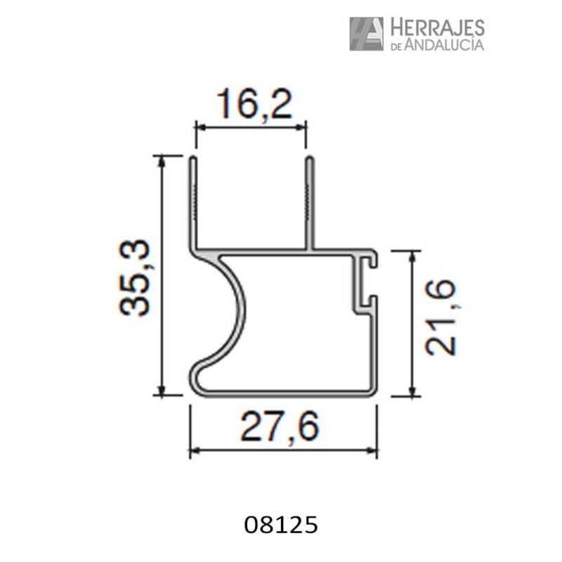 Tirador vertical acabado dorado 2.6m-Herrajes de Andalucía