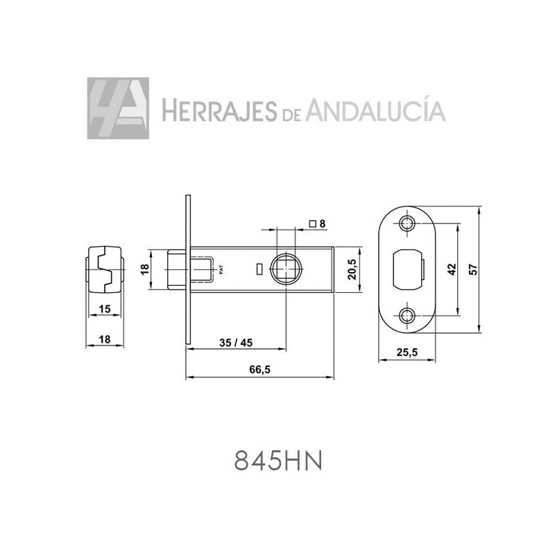 Picaporte Niquelado 8/45mm para Puerta | Herrajes de Andalucía