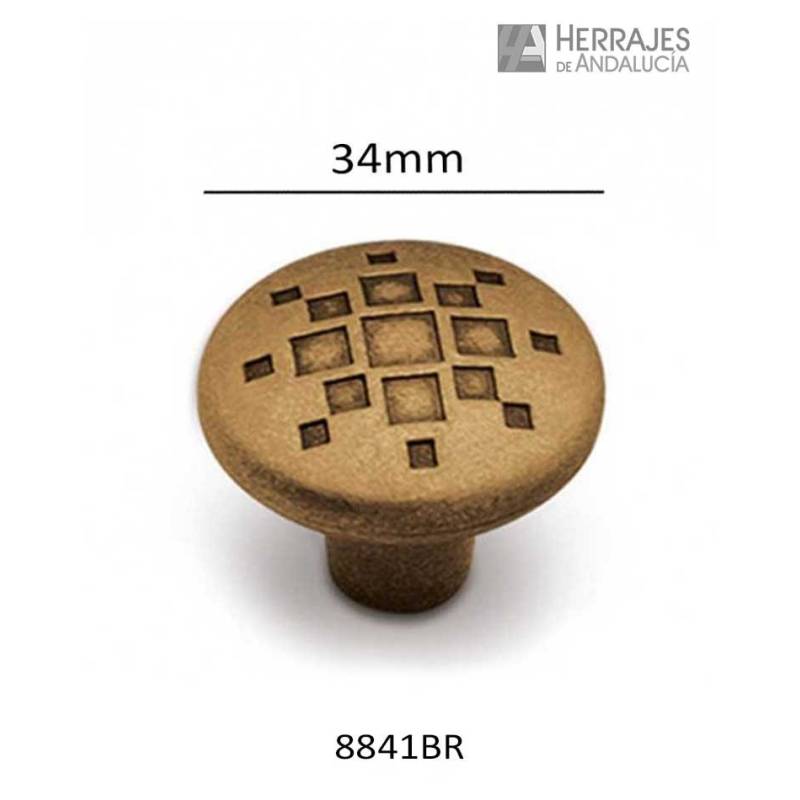 Pomo redondo Ø34 mm bronce rústico | Herrajes Andalucía