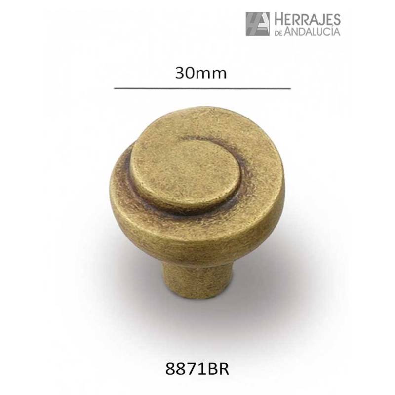 Pomo mueble 30mm acabado bronce rústico | Herrajes de Andalucía