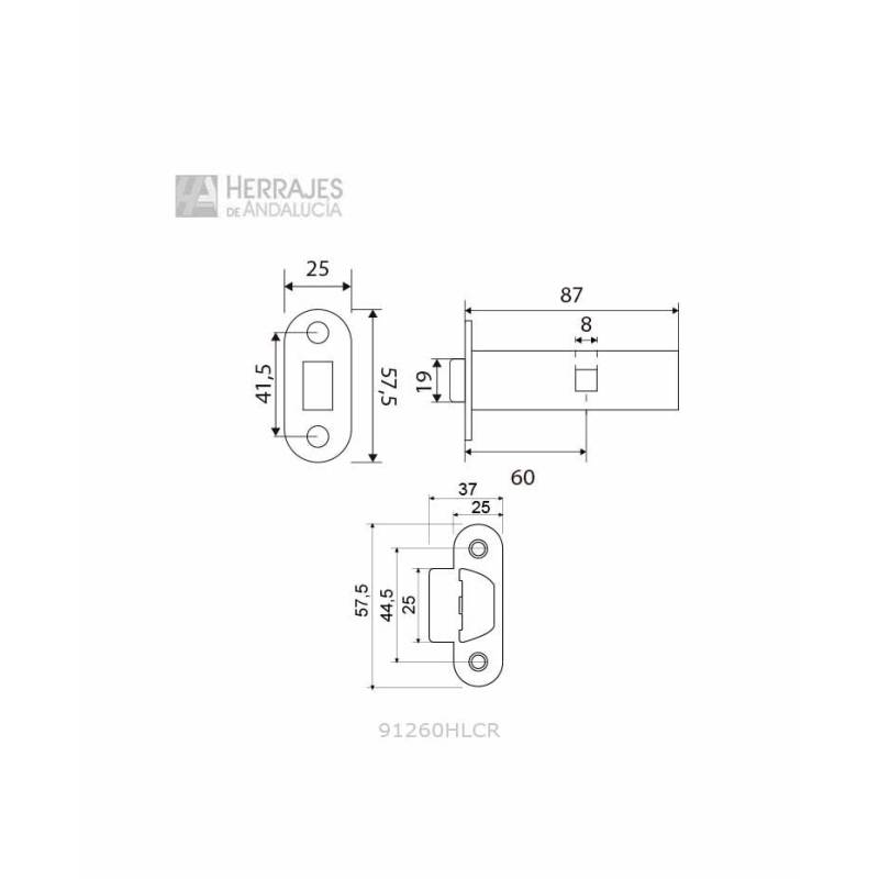 Picaporte Tubular 912 Dorado | Herrajes de Andalucía