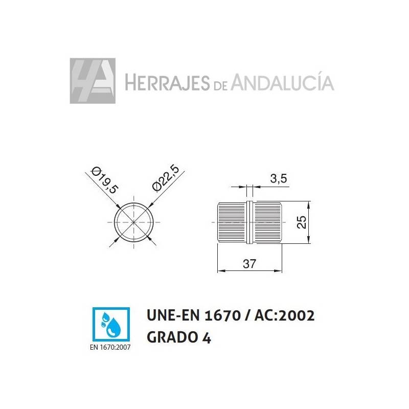 Unión Tubo WPF Inox 304 Ø25x37 mm | Herrajes de Andalucía