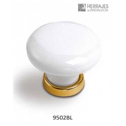 Pomo redondo de porcelana blanco 30mm