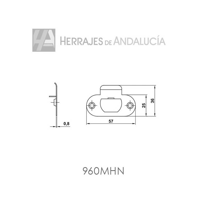 Picaporte para puertas madera acabado níquel | Herrajes de Andalucía