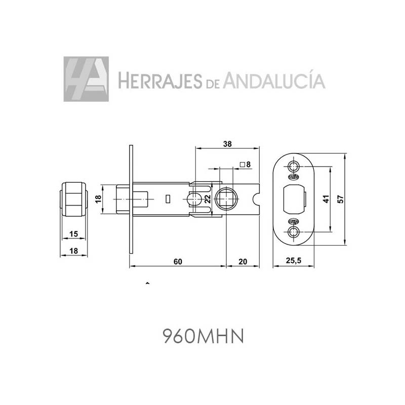Picaporte para puertas madera acabado níquel | Herrajes de Andalucía