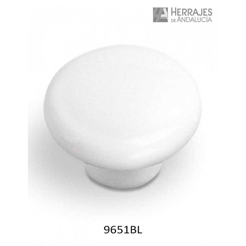 Pomo porcelana blanco Ø38 mm | Herrajes de Andalucía