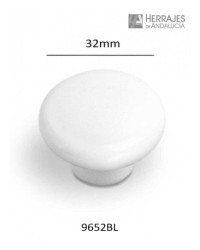 Pomo de porcelana redondo acabado: blanco 32mm