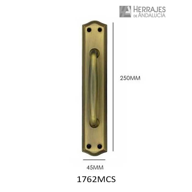 Manillón placa 1762 cuero satinado 250x45mm | Herrajes de Andalucía