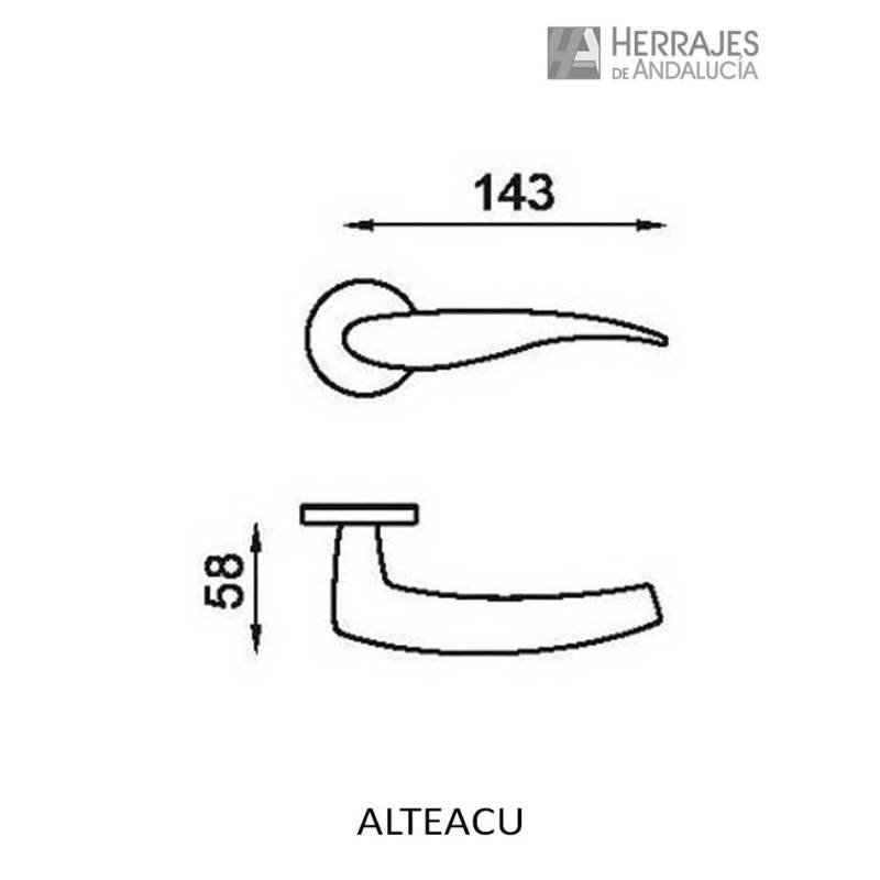 Manivela Altea cuero con roseta | Herrajes de Andalucía