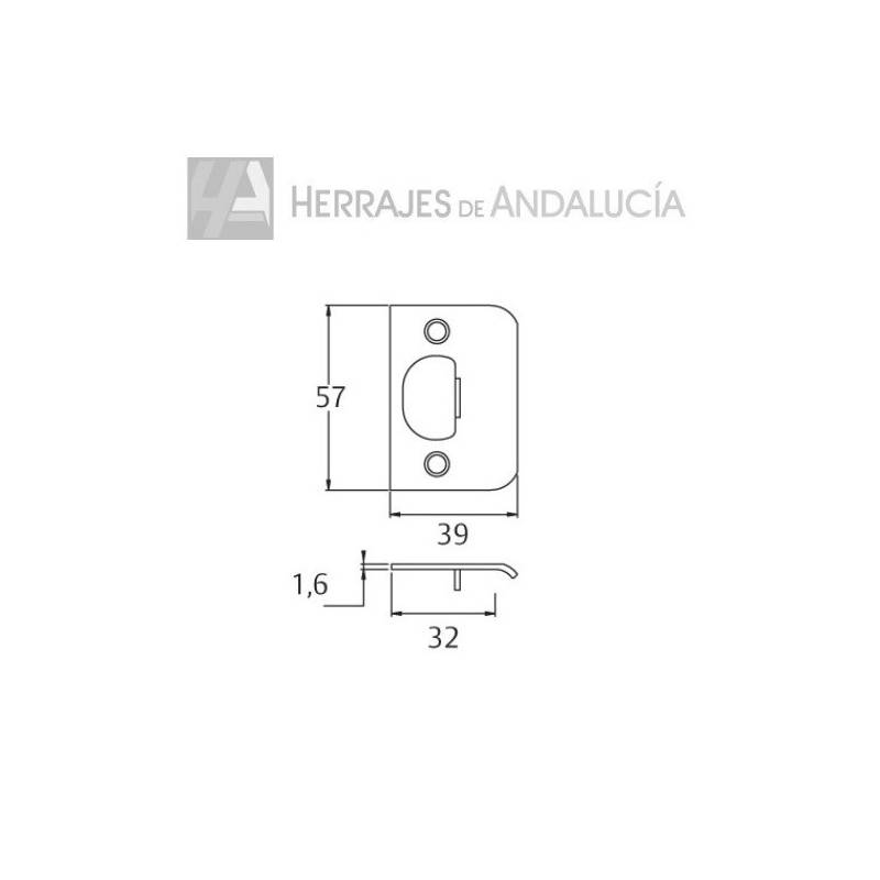 Cerradero cuadrado hierro latonado TESA | Herrajes de Andalucía