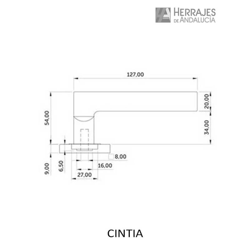 Manivela Inox con Roseta 127x54 mm | Herrajes de Andalucía