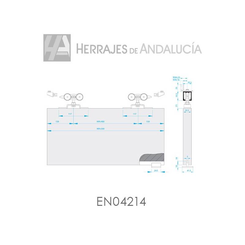 Juego guía puertas madera ALFA 12 80 kg | Herrajes de Andalucía