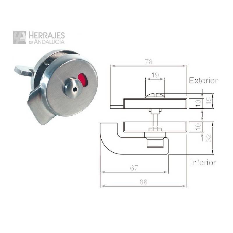 Condena-Descondena Inox 65mm Cabina | Herrajes de Andalucía